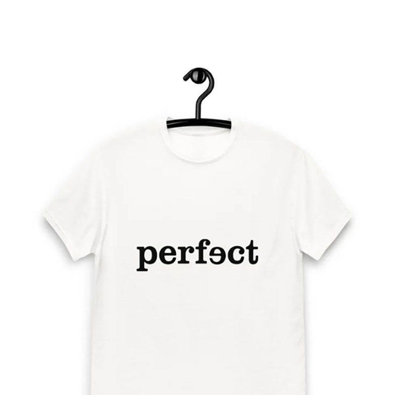 white t shirt with the word 