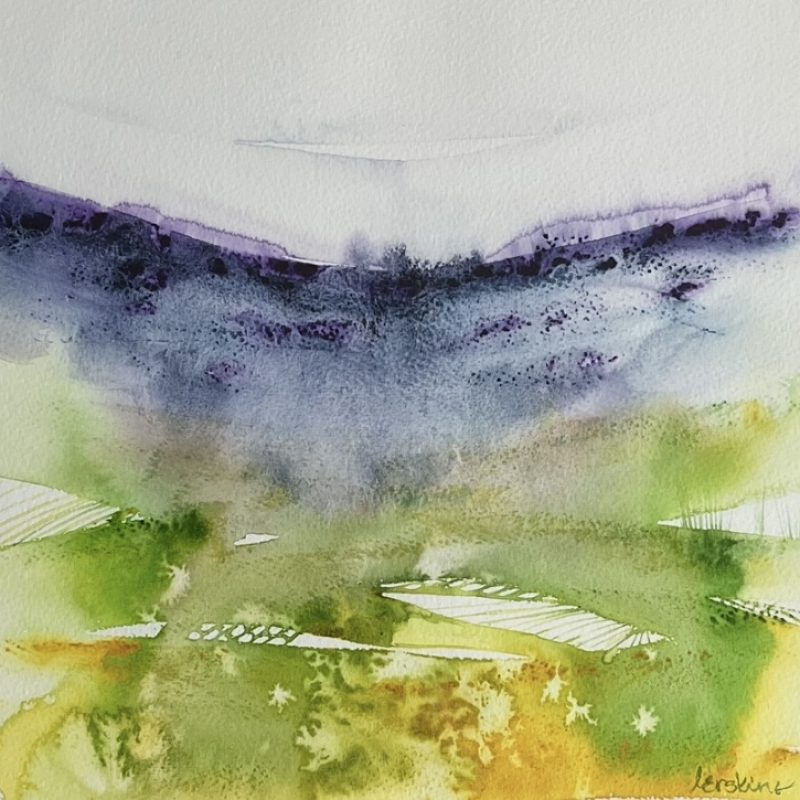 Watercolor downs scene