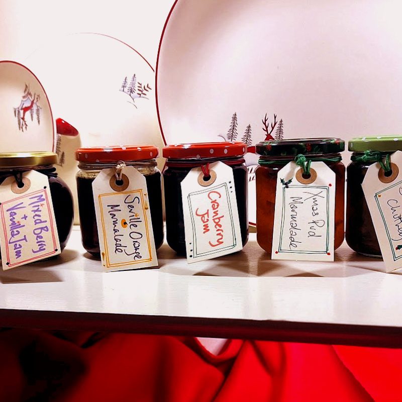 Selection of festive jams, marmalade and preserves
