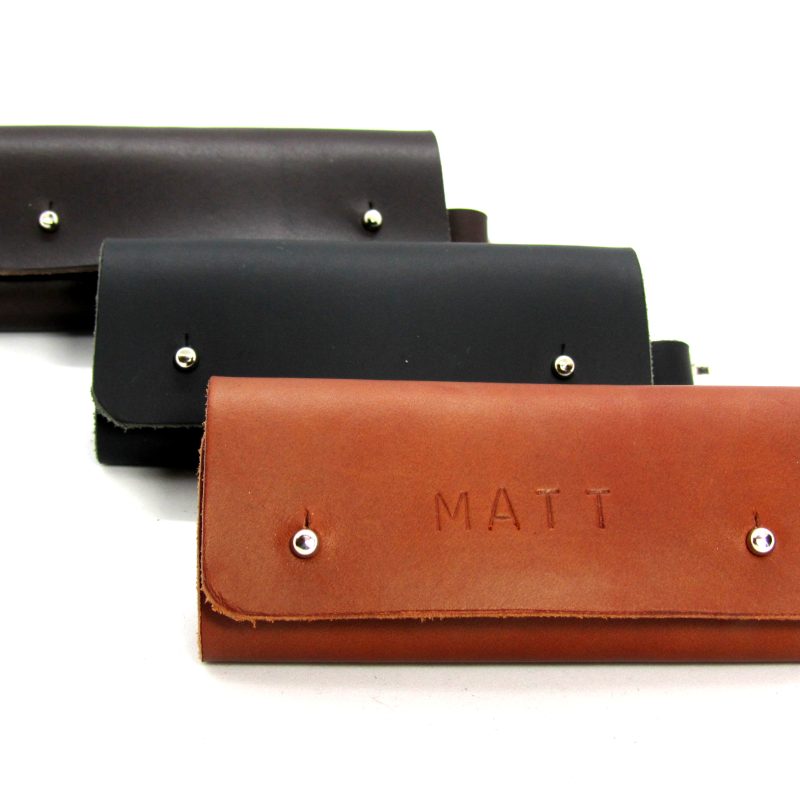 3 x key ring leather pouches in varying colours.