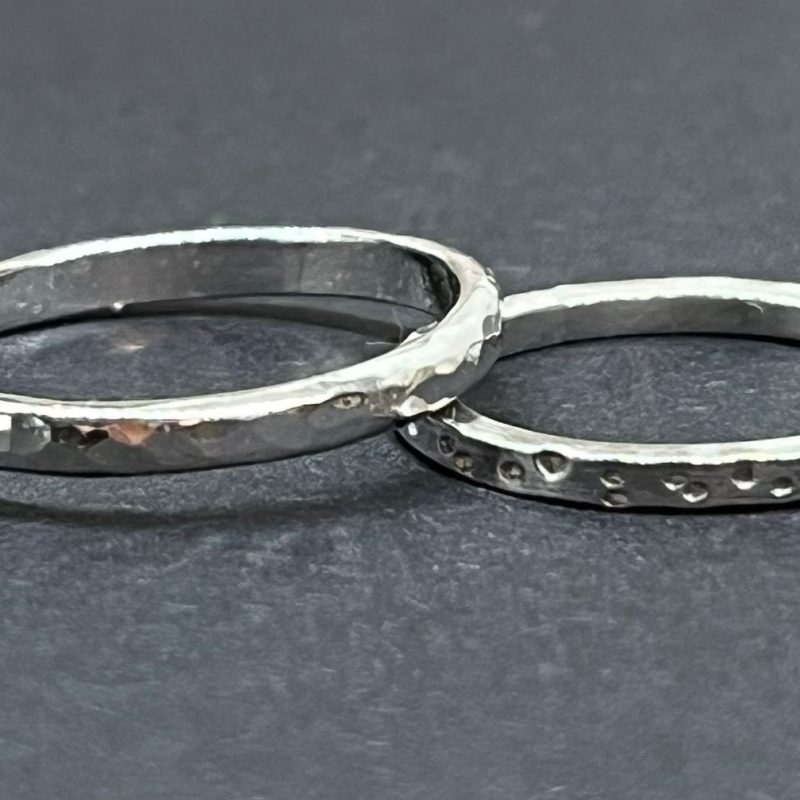 Recycled silver ring with dot planished pattern.