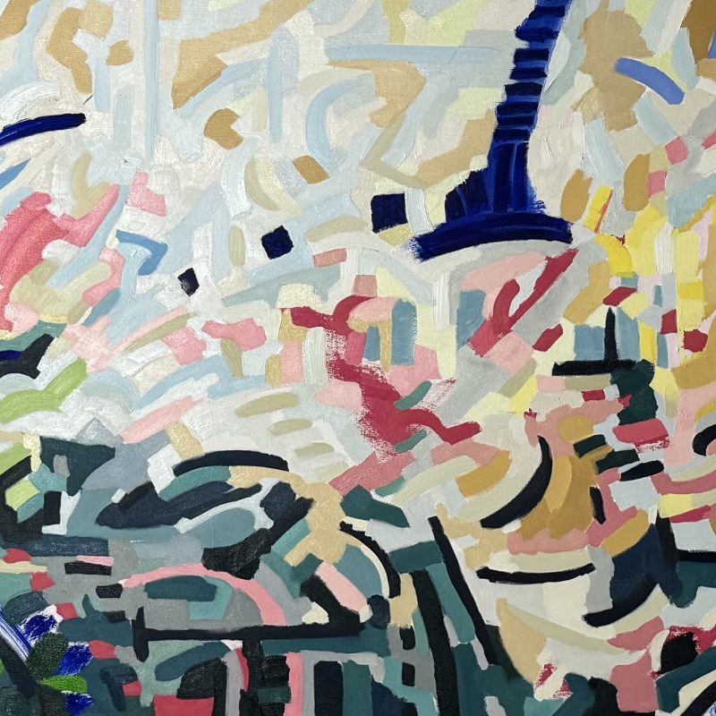 Abstract oil painting that shows sound as colour oil on canvas 