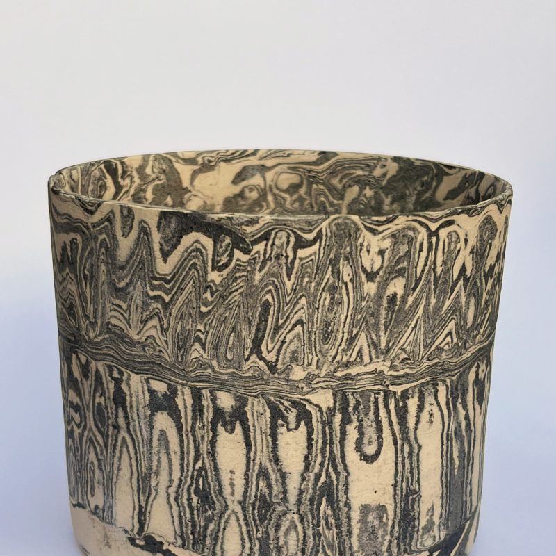 Black and white Nerikomi planter