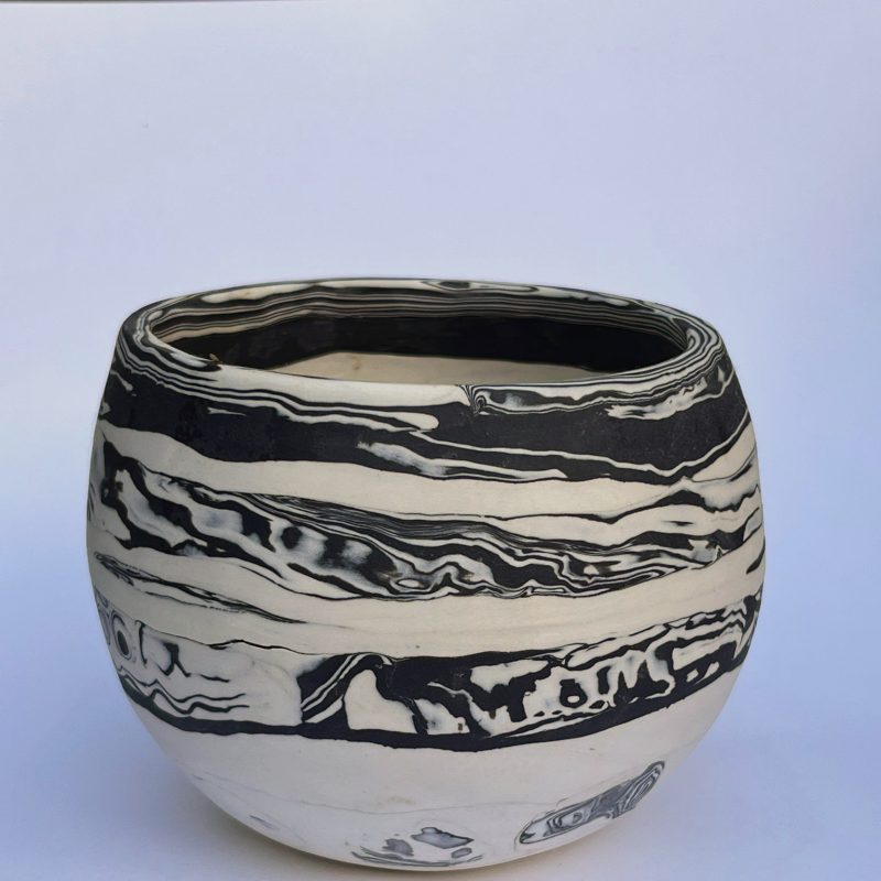 Black and white Nerikomi bowl