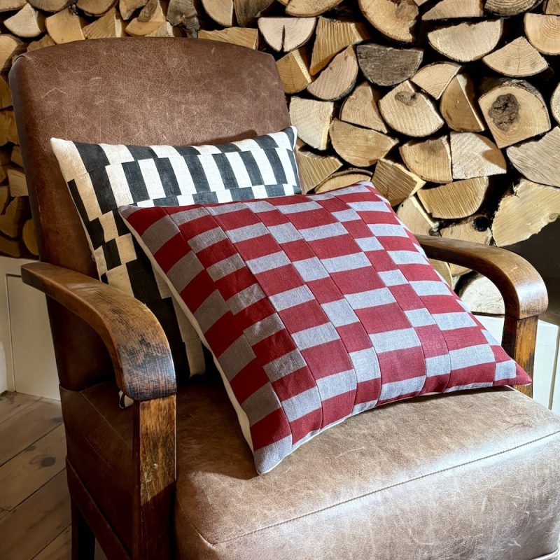 Hand painted vintage linen cushion cover