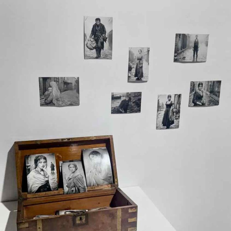 Wooden box with portrait photographs