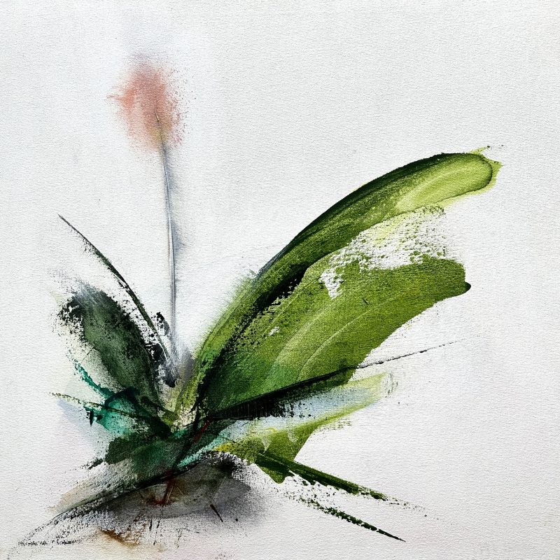 An Abstract Impressionistic, inspired by a wild flower, painted in acrylics on canvas, 60 cm x 60 cm 