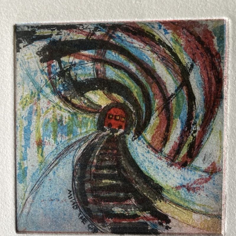 Mind the Gap unframed etching 10x10 cm