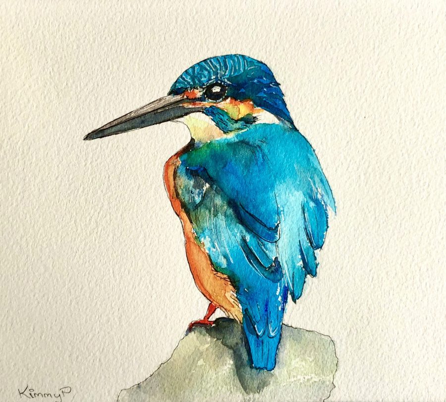 A beautiful painting of a kingfisher