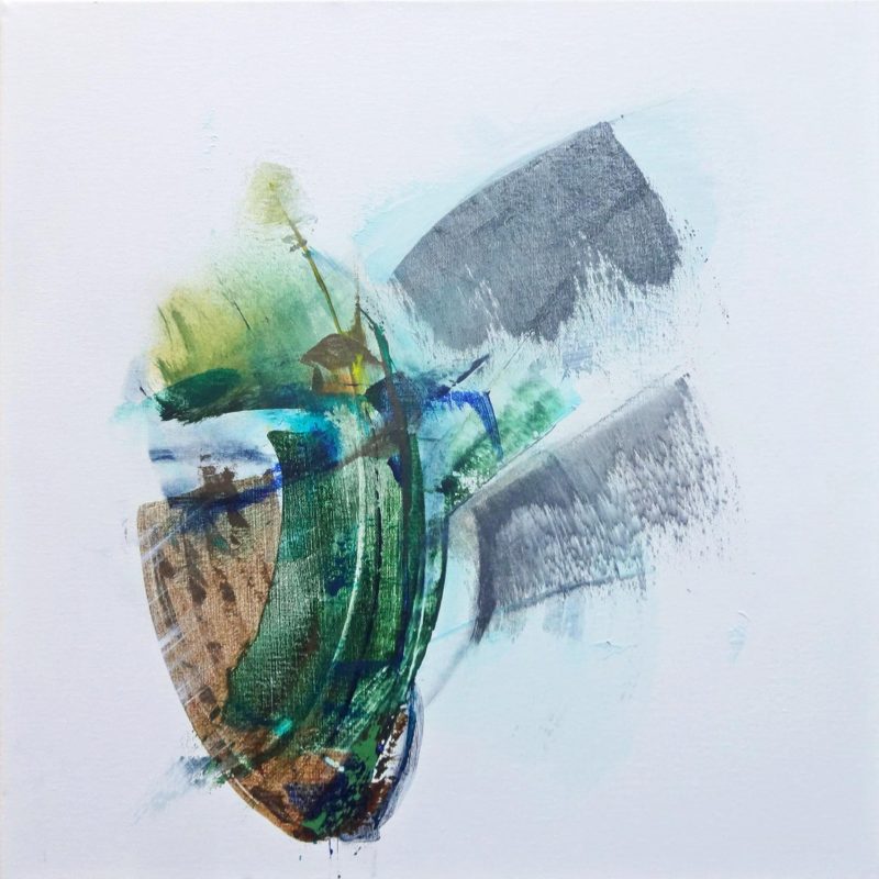 An Abstract Impressionistic painting of a beetle , painted in acrylics on a 50 x 50 cm canvas