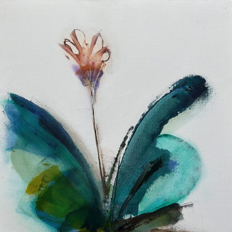 An Abstract Impressionistic, inspired by a wild flower, painted in acrylics on a 60 x 80 cm canvas