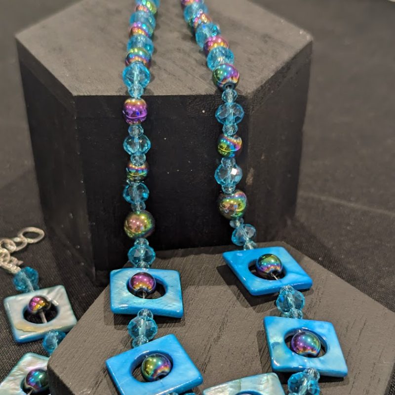 Handmade Silver Necklace in vibrant blue