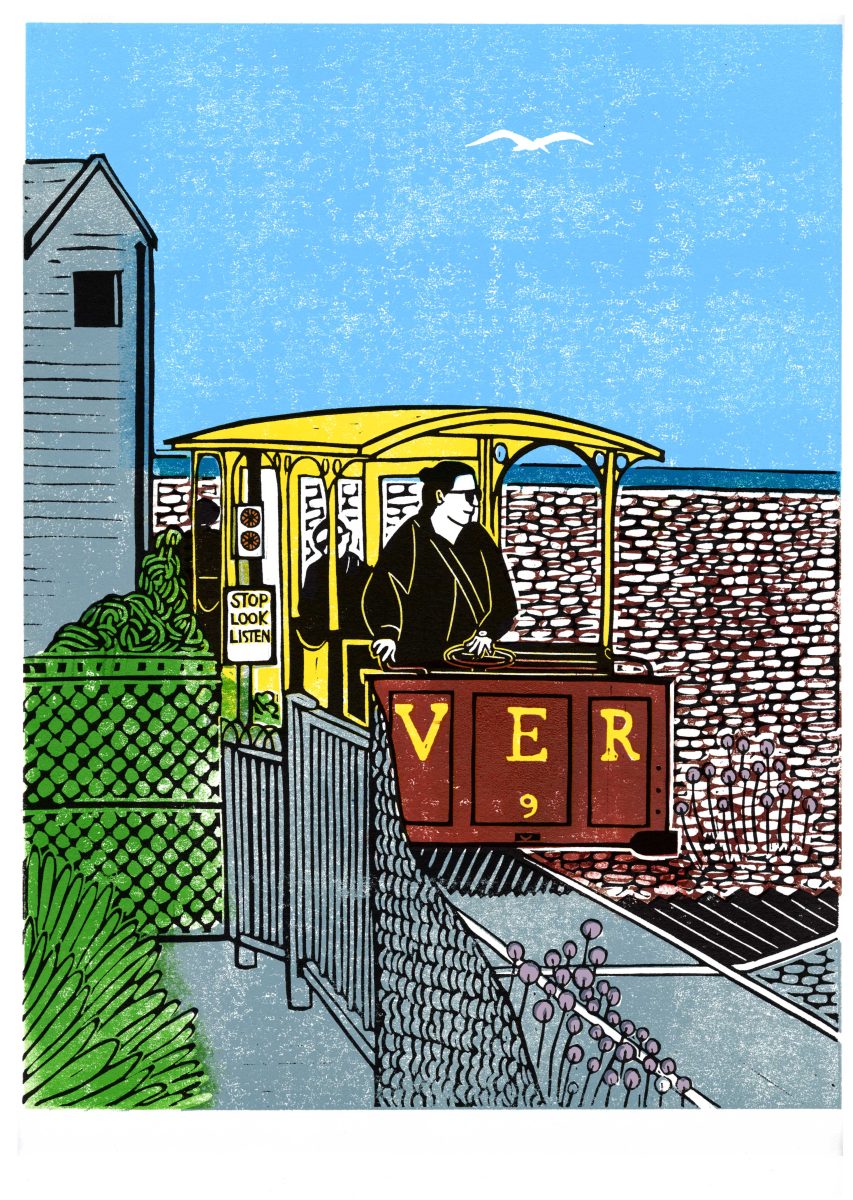 The Volks Railway car on Brighton Seafront