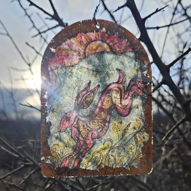 Paintings on Glass covered with mulberry paper