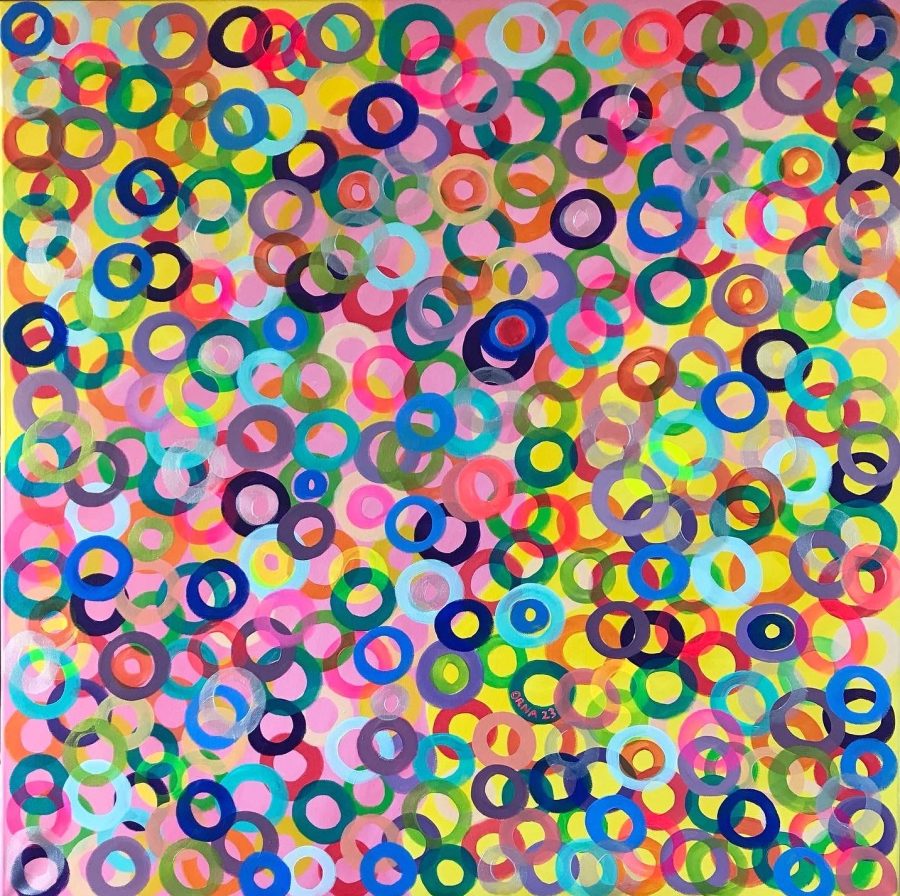 Circles over circles with all the rainbow colors 