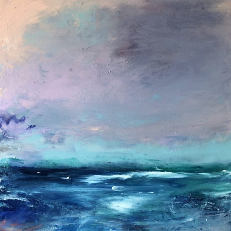 Abstract seascape in purple, pink and turquoise