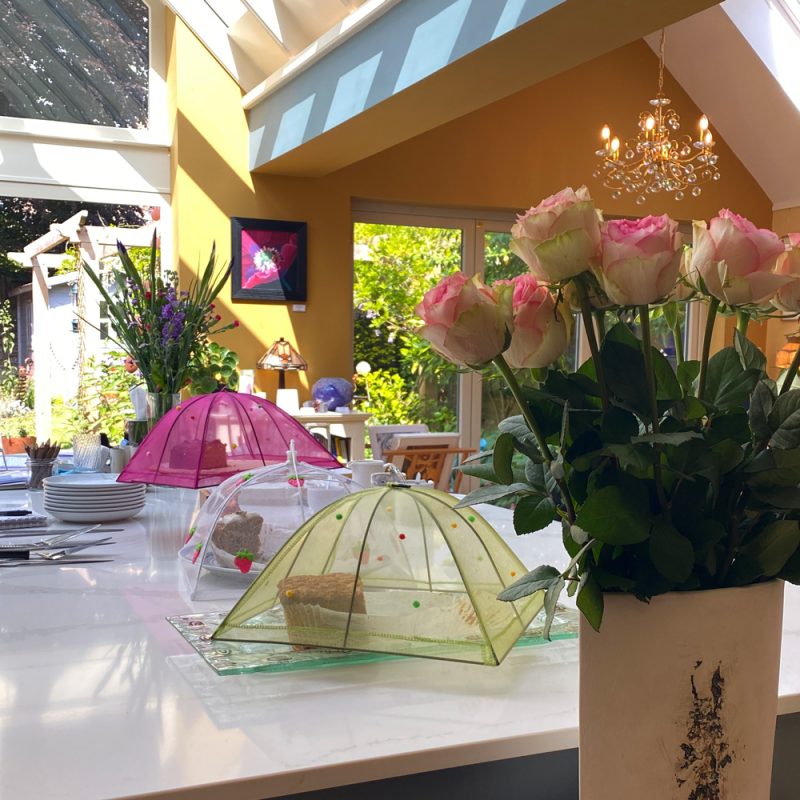 A view of the cakes for sale in the kitchen