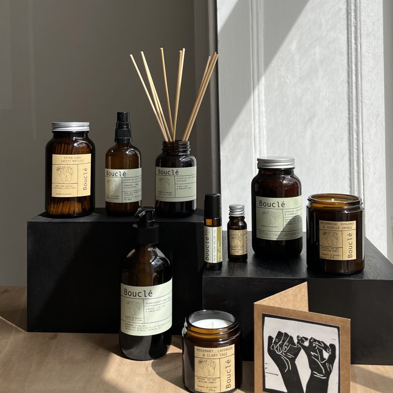 Selection of hand poured candles and home fragrances