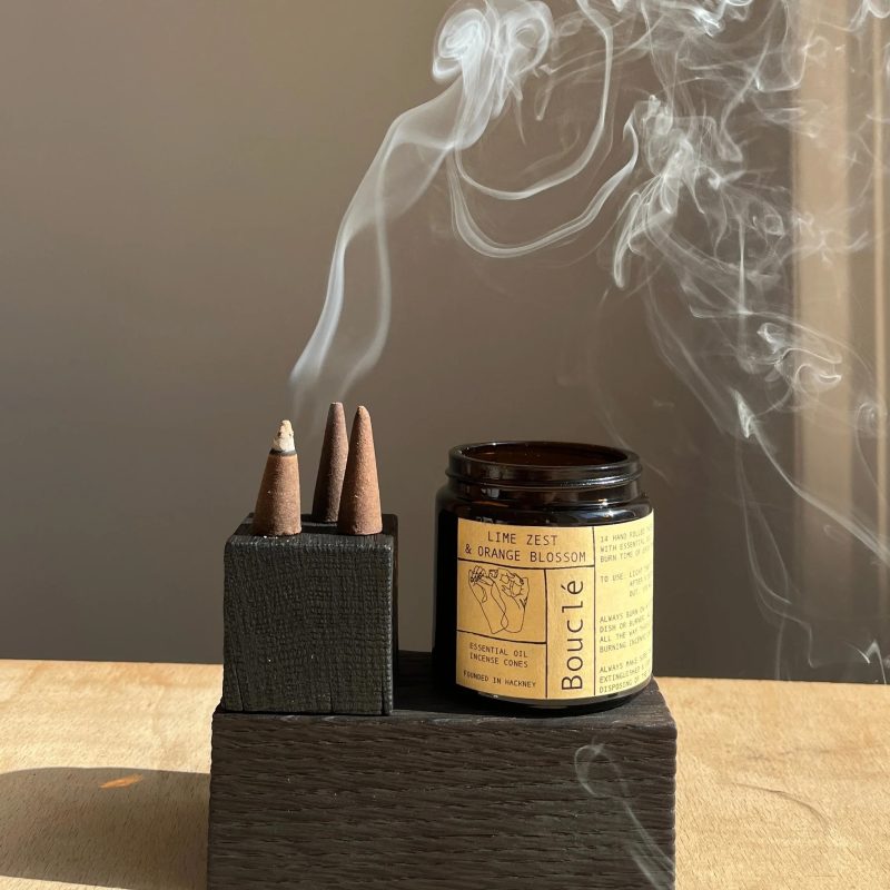 Lime zest orange blossom natural rolled incense cones and bottle