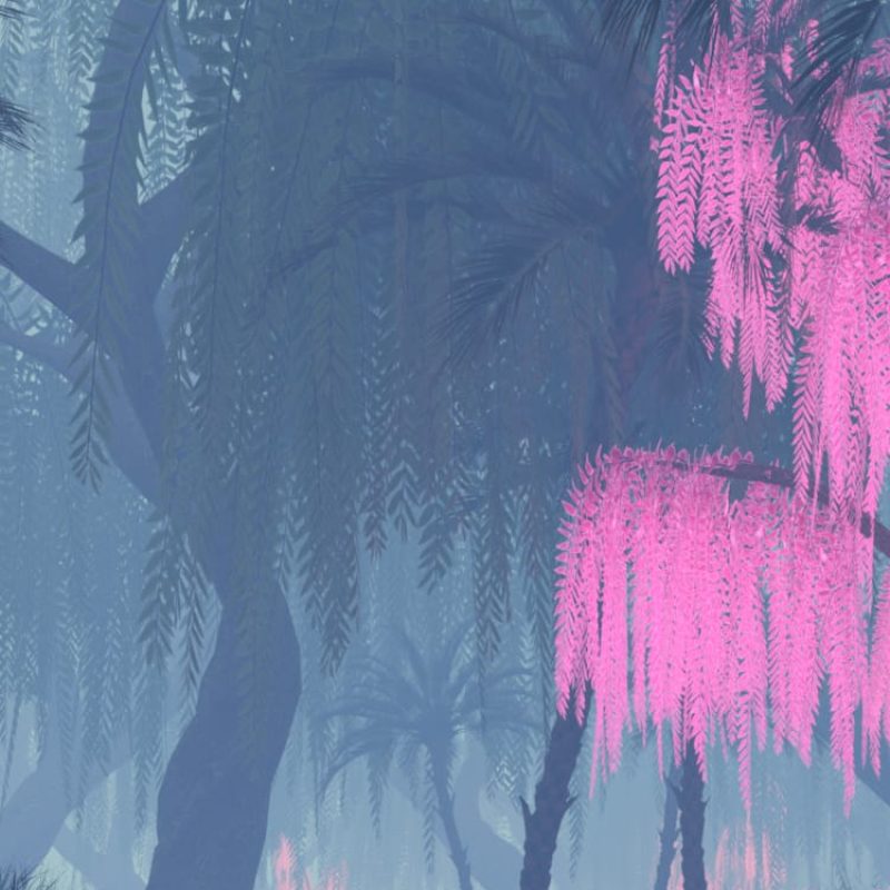 Fantasy landscape in pinks and blues