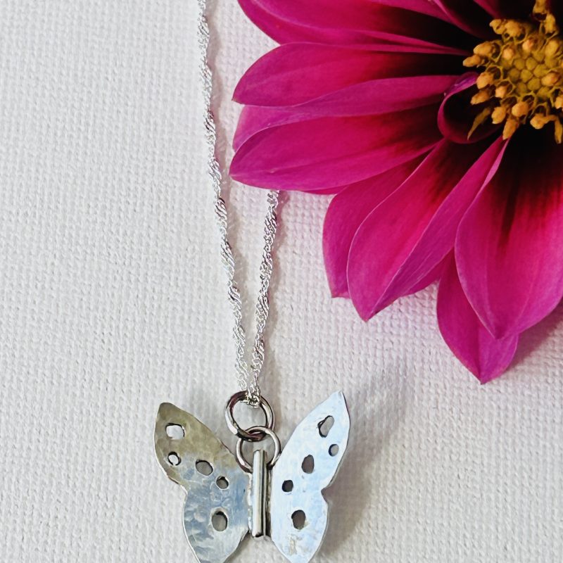 Silver butterfly necklace