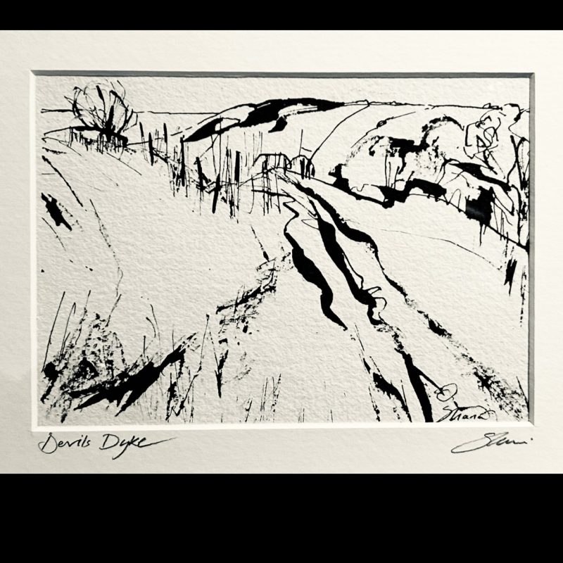 A landscape drawing using Quill and ink on Khadi watercolour paper