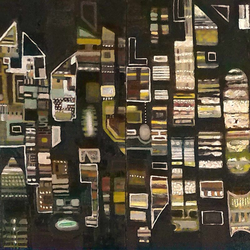 Lots of square boxes painted on canvas 