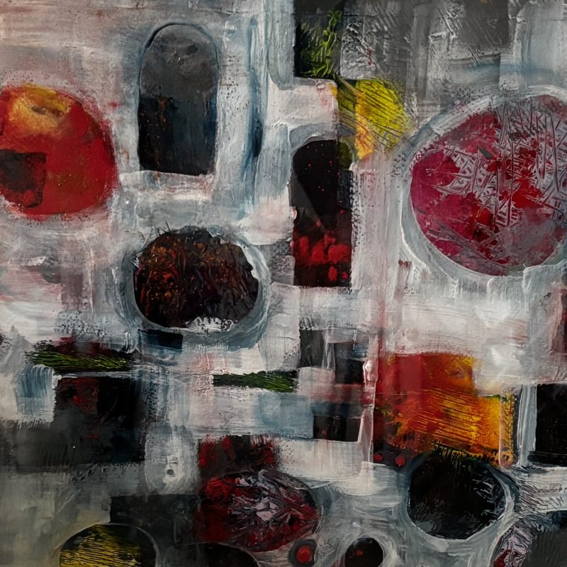 Abstract shapes, warm colours and textures