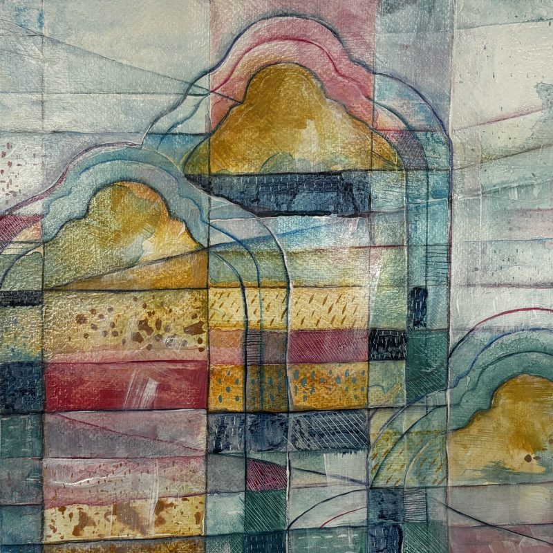 Shades of ochre pink and grey 