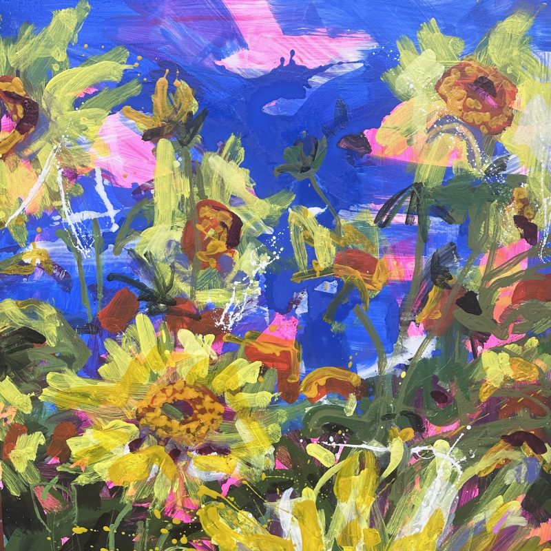 Yellow flowers done in an expressive style
