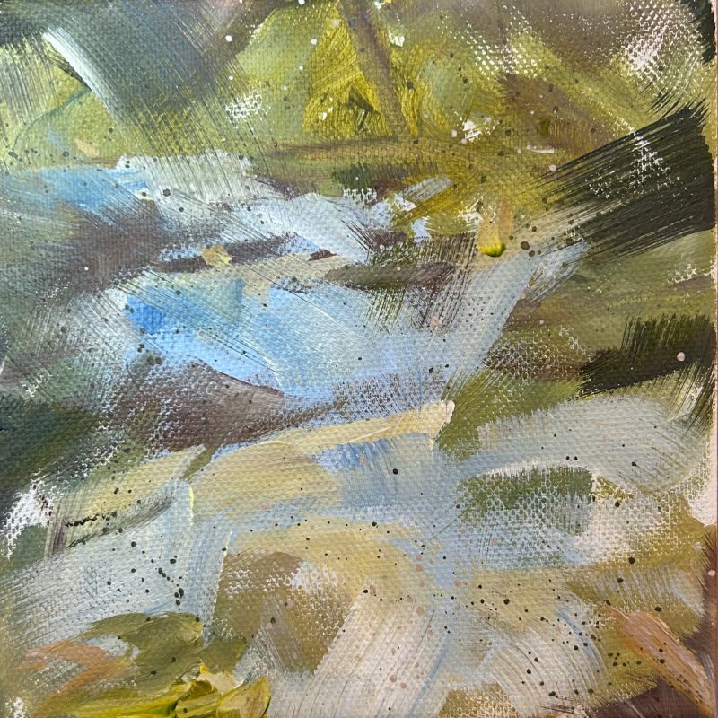 Abstract painting of a waterfall 