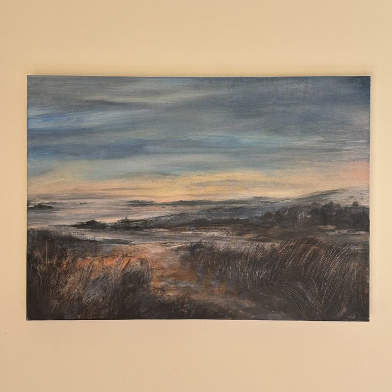 Large seascape painting with a moody feel 