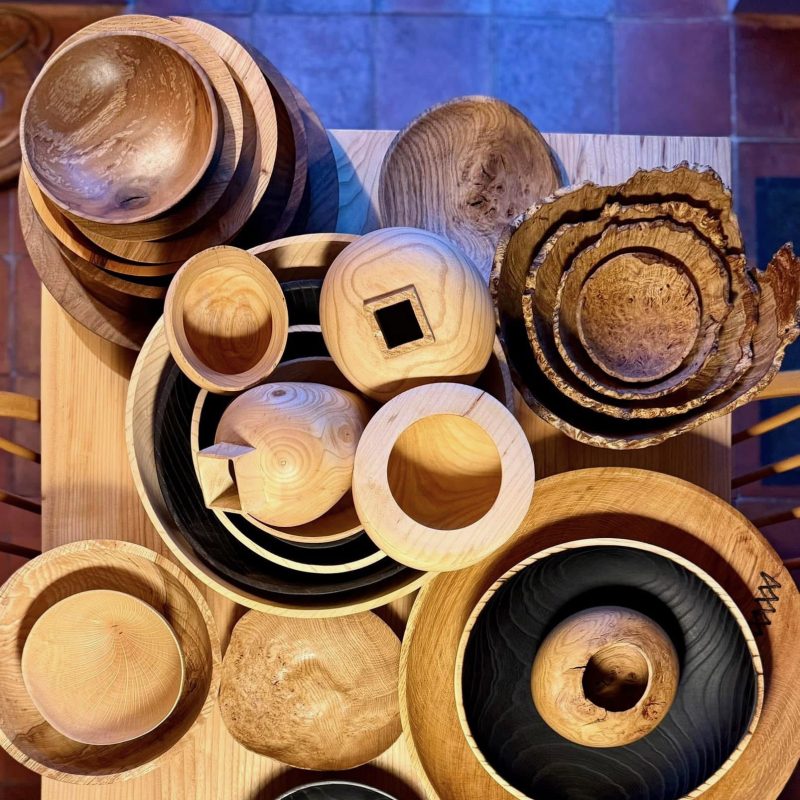 A selection of wood turned objects 