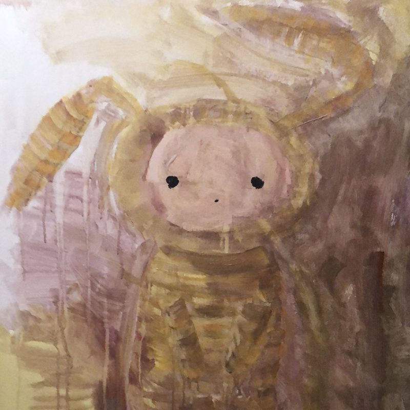 A child in a fluffy rabbit costume