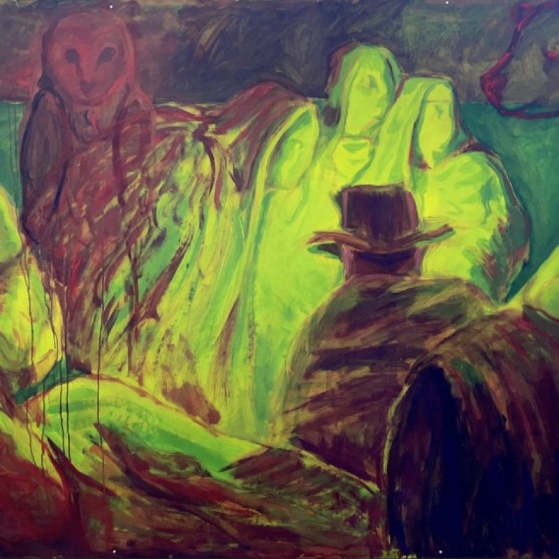 Not Privy To is an oil painting on paper, 130 x 230cm