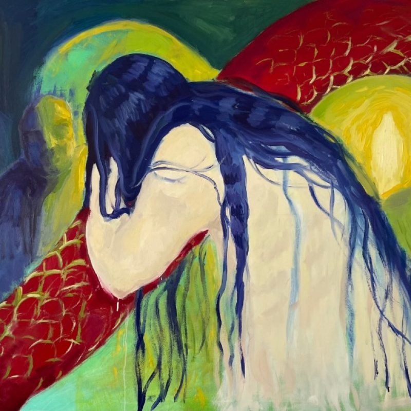 Underground Indecision is an oil painting on canvas, 99.5 x 149 cm