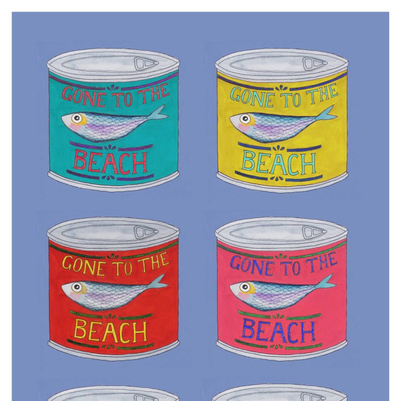 Six Sardine Cans with the text 