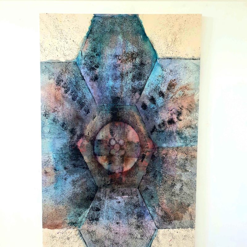 Grand Parade is a street print, acrylic ink on canvas, 230x140cm