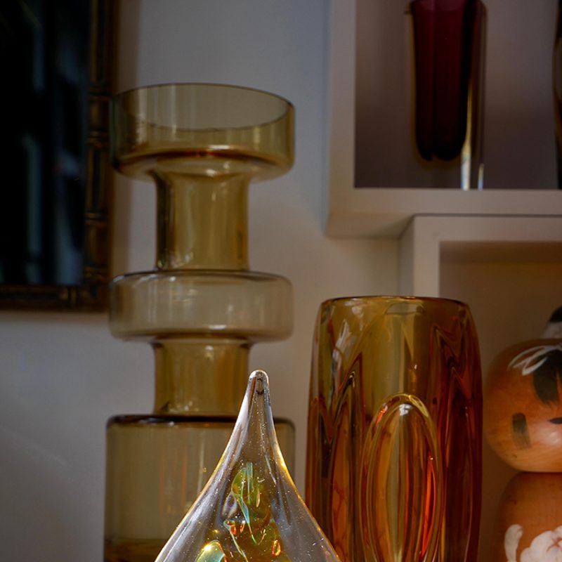 Amber coloured mid century vintage glass