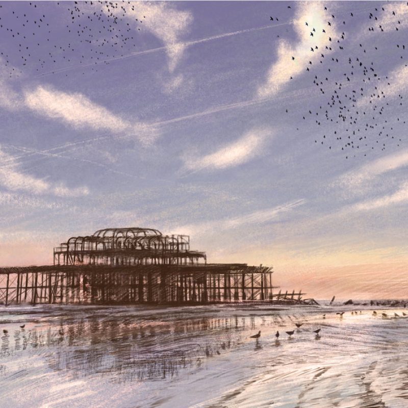 West pier Brighton at sunset