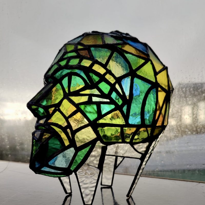 Stained Glass Head Sculpture 