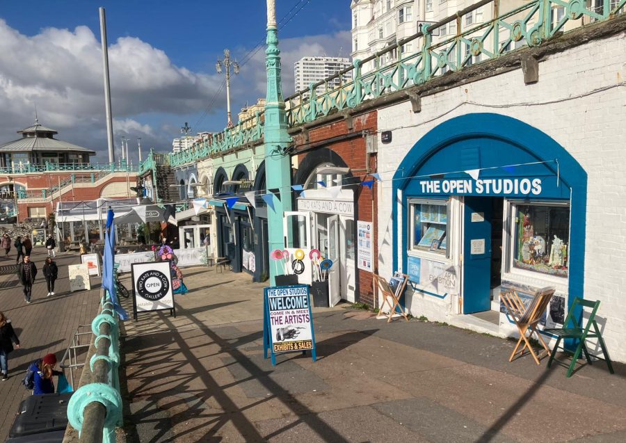 A photo of the front of the Open Studio, taken from the path. 
