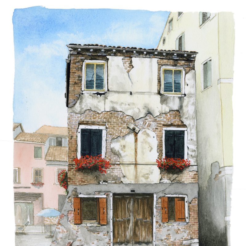 Typical house overlooking a Venetian canal.