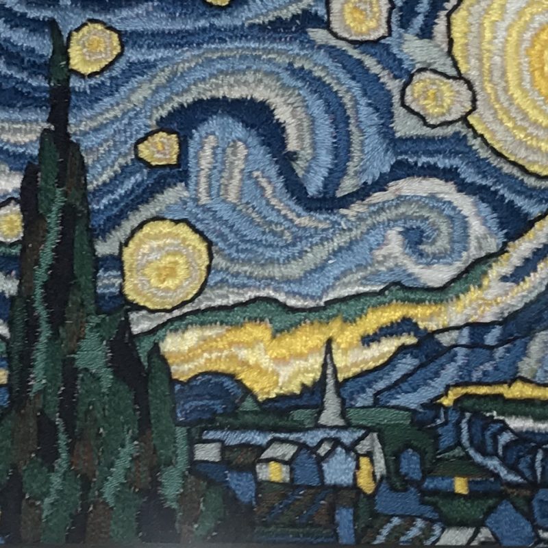 An embroidery of Van Gogh's 'A Starry Night'