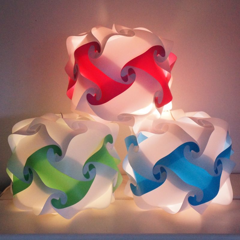 Brightly coloured light shades lamps