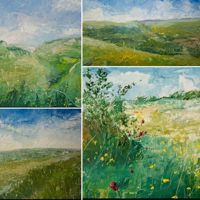 A variety of Sussex, SouthDowns inspired landscape paintings, prints and cards
