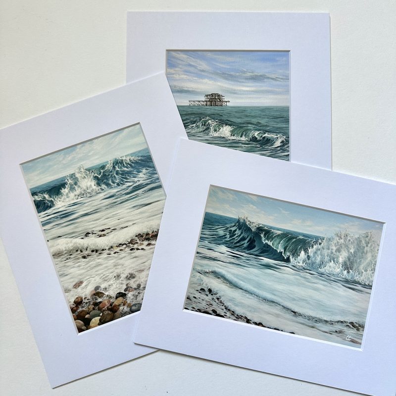  Three mounted and signed seascape prints