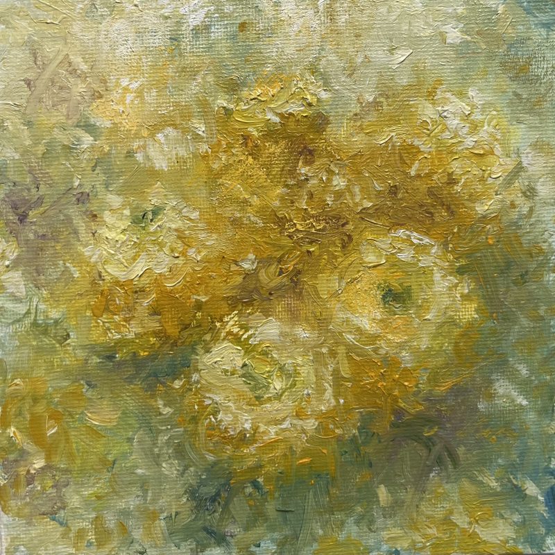 Impressionist Style Floral Oil Painting, featuring yellow flowers