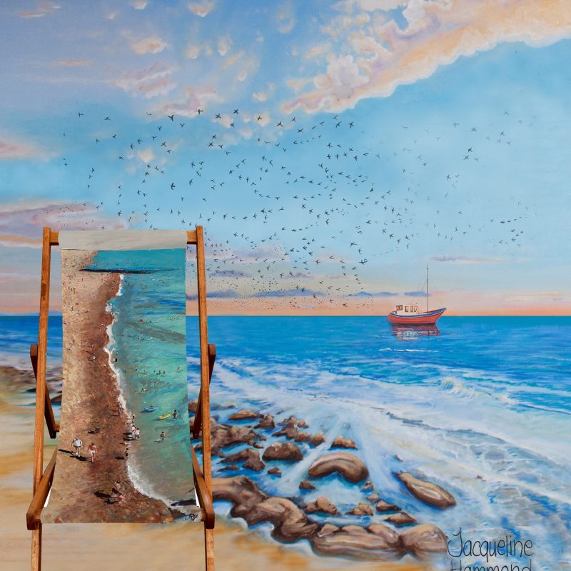 Print on fabric deckcair sling and deckchair