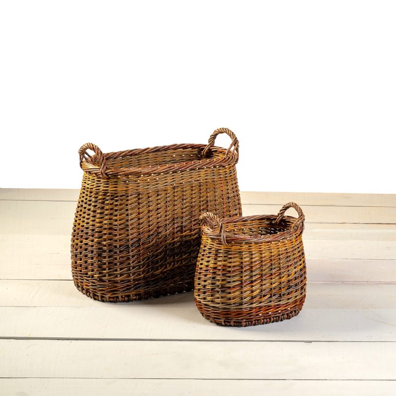 Pair of handwoven baskets made from organically grown willows.